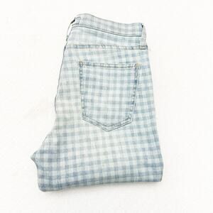 Current Elliott High Waist Stiletto Cropped Skinny Jeans Gingham Denim Size 26
